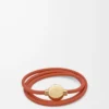 Pebble bracelet in calfskin Orange/Gold