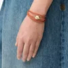 Pebble bracelet in calfskin Orange/Gold