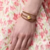 Pebble bracelet in calfskin Warm Desert/Gold