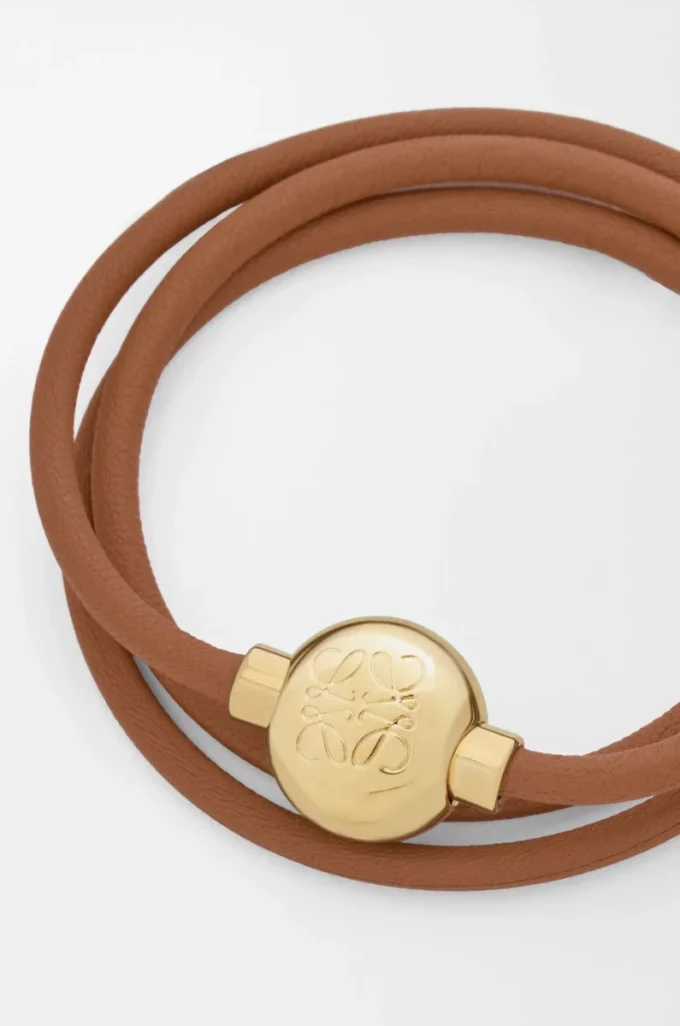 Pebble bracelet in calfskin Warm Desert/Gold