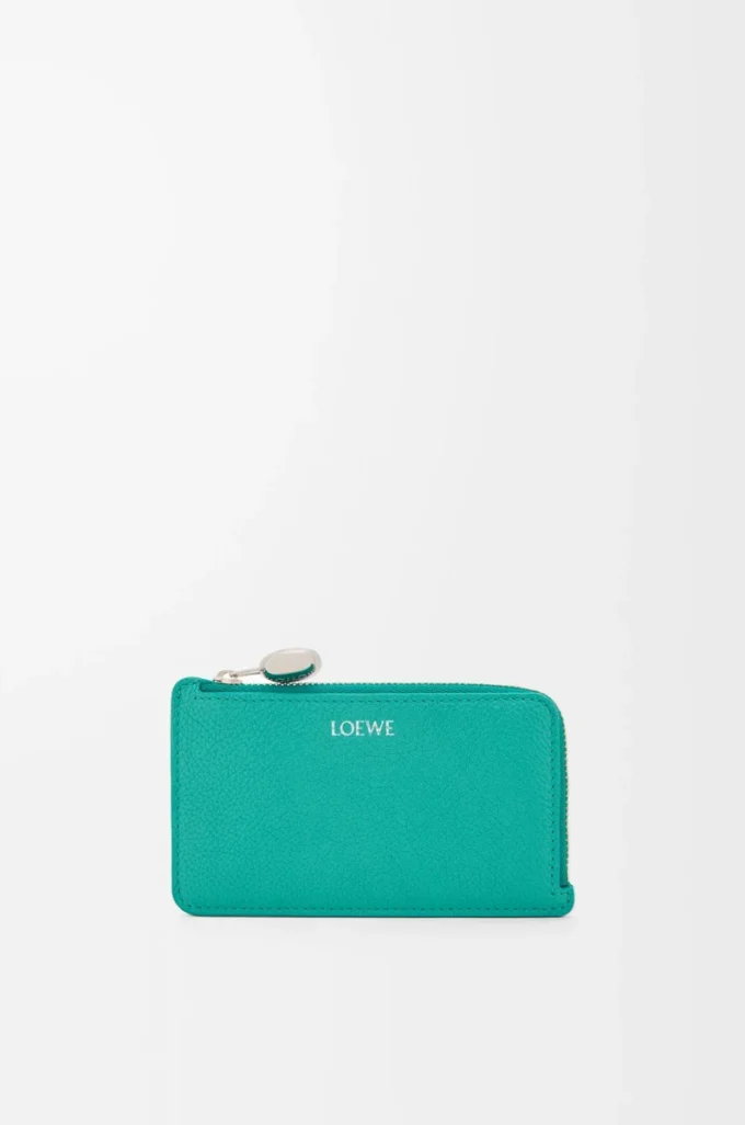 Pebble coin cardholder in pebble grained calfskin Aquamarine Pebble coin cardholder in pebble grained calfskin Aquamarine