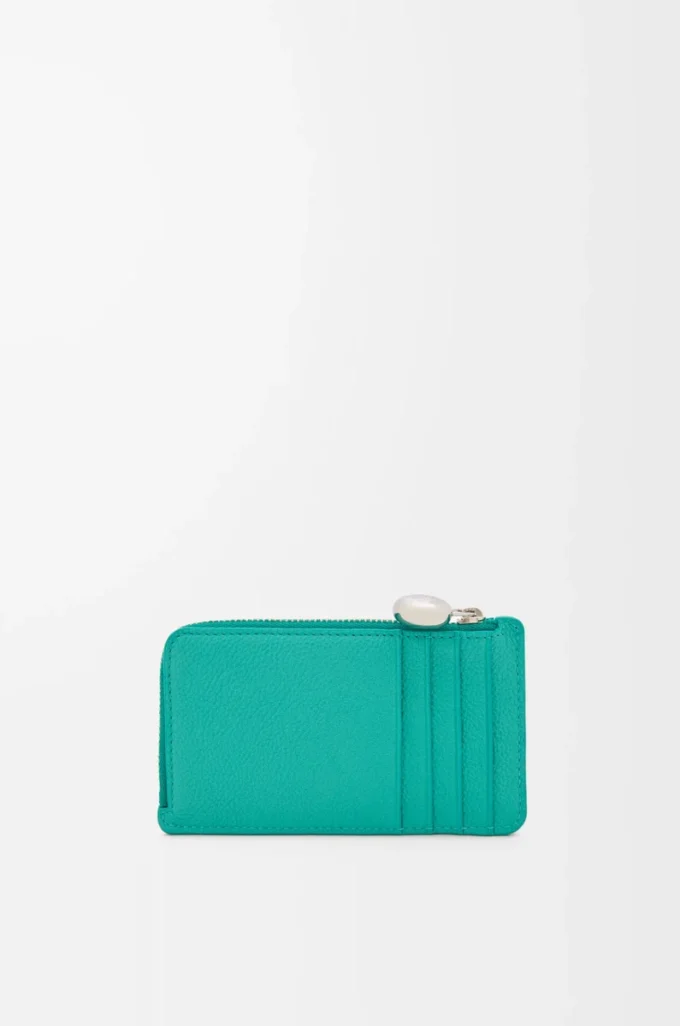 Pebble coin cardholder in pebble grained calfskin Aquamarine Pebble coin cardholder in pebble grained calfskin Aquamarine
