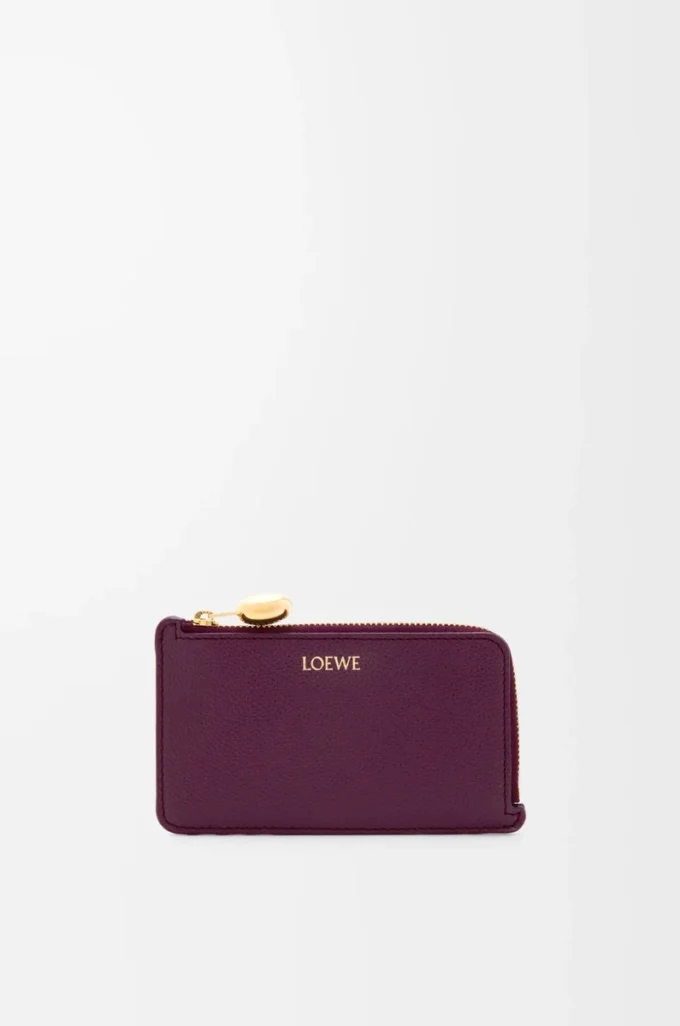 Pebble coin cardholder in pebble grained calfskin Plum Pebble coin cardholder in pebble grained calfskin Plum