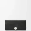 Pebble continental wallet in mini grain calfskin Black