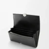 Pebble continental wallet in mini grain calfskin Black