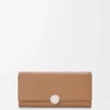 Pebble continental wallet in mini grain calfskin Mocha