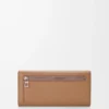 Pebble continental wallet in mini grain calfskin Mocha