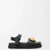 Pebble fussbett sandal in soft calfskin Black