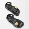 Pebble fussbett sandal in soft calfskin Black