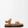 Pebble fussbett sandal in soft calfskin Oak