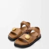Pebble fussbett sandal in soft calfskin Oak