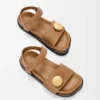 Pebble fussbett sandal in soft calfskin Oak