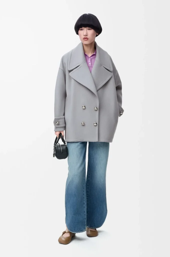 Pebble peacoat in wool Grey Pebble peacoat in wool Grey