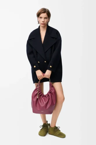 Pebble peacoat in wool Midnight Blue