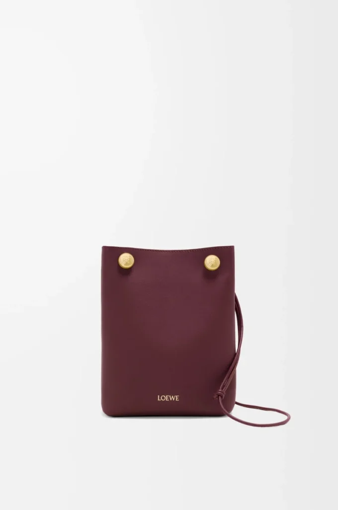 Pebble pouch in smooth calfskin Dark Burgundy
