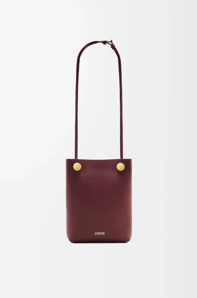 Pebble pouch in smooth calfskin Dark Burgundy