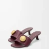 Pebble slide in soft calfskin Burgundy