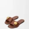Pebble slide in soft calfskin Rust