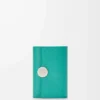 Pebble small vertical wallet in pebble grained calfskin Aquamarine