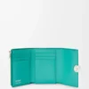 Pebble small vertical wallet in pebble grained calfskin Aquamarine