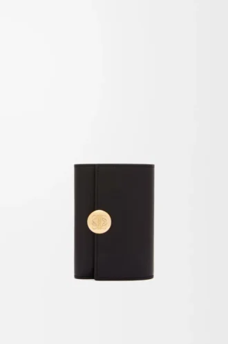 Pebble small vertical wallet in shiny nappa calfskin Black