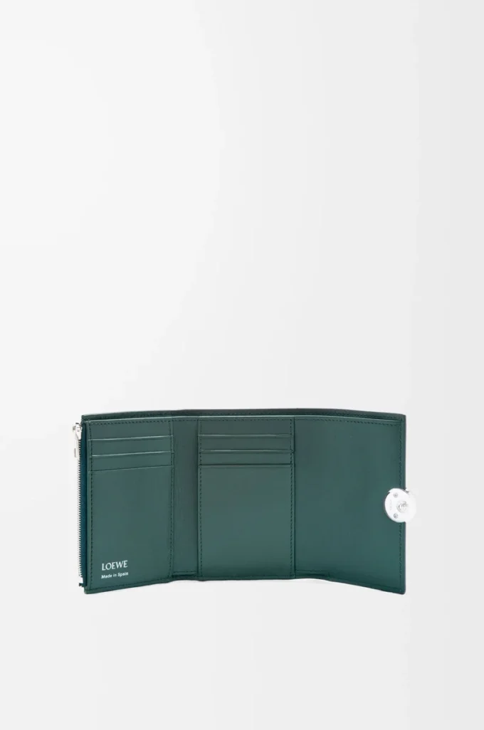 Pebble small vertical wallet in shiny nappa calfskin Deep Forest Pebble small vertical wallet in shiny nappa calfskin Deep Forest
