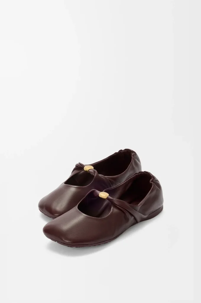 Pebble Soft ballerina in nappa lambskin Burgundy