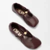 Pebble Soft ballerina in nappa lambskin Burgundy