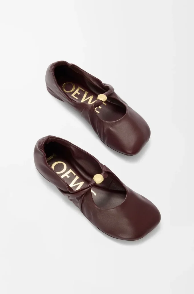 Pebble Soft ballerina in nappa lambskin Burgundy