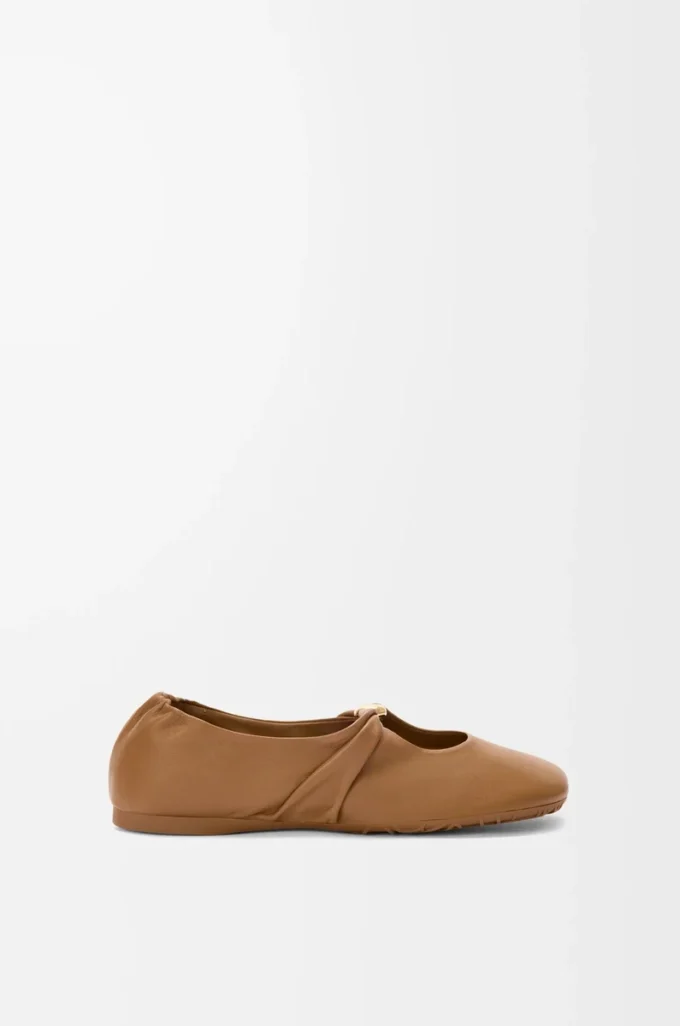 Pebble Soft ballerina in nappa lambskin Oak