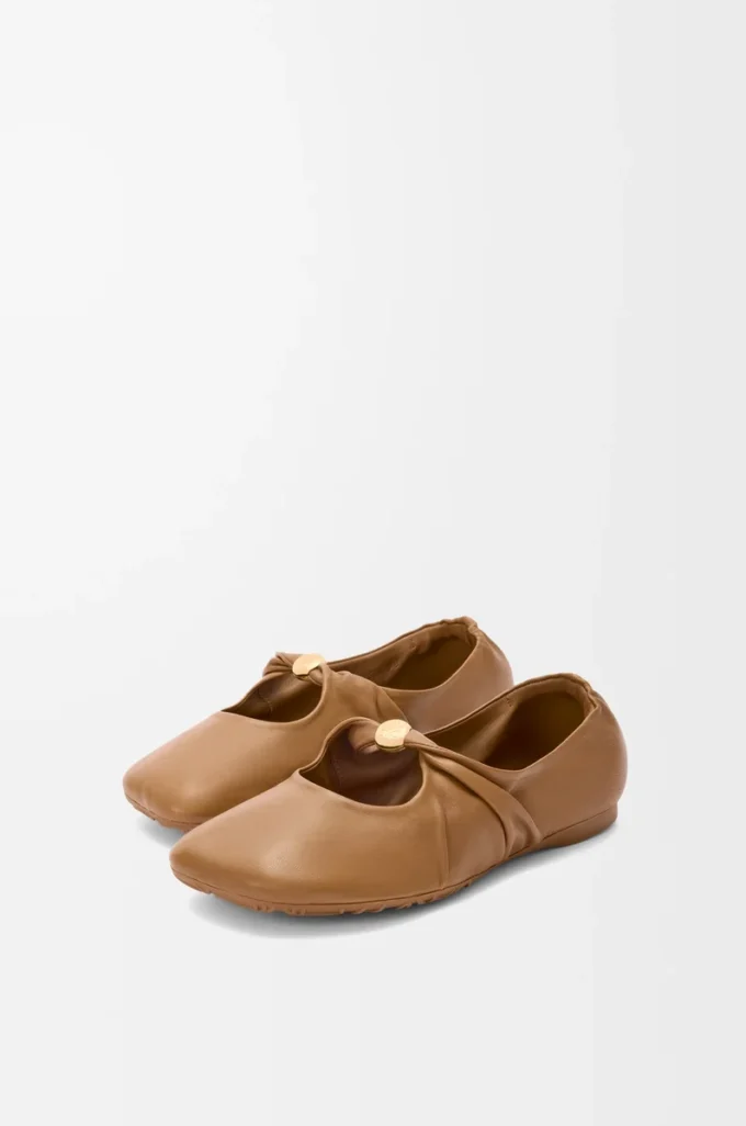 Pebble Soft ballerina in nappa lambskin Oak