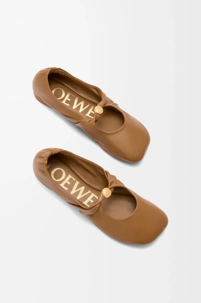 Pebble Soft ballerina in nappa lambskin Oak