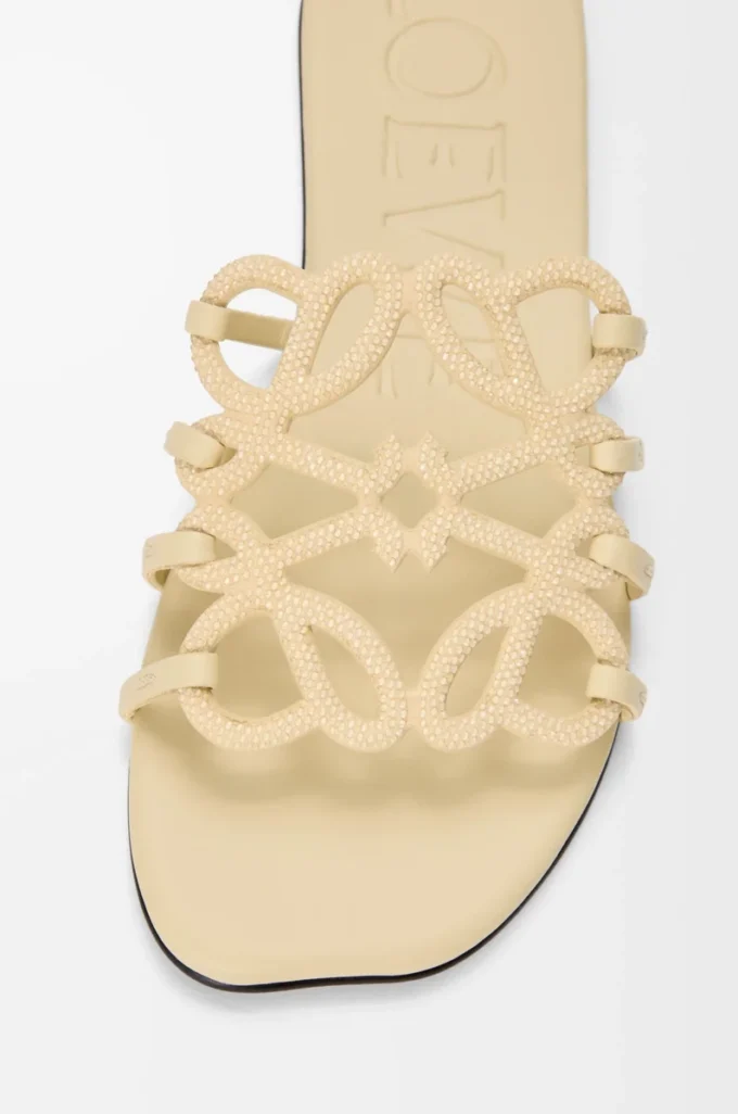Petal Anagram slide in rhinestone-embellished suede Butter