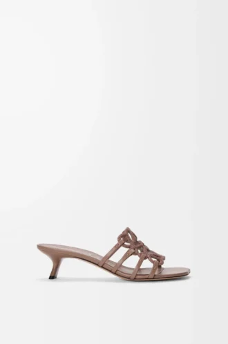 Petal Anagram slide in rhinestone-embellished suede Light Taupe