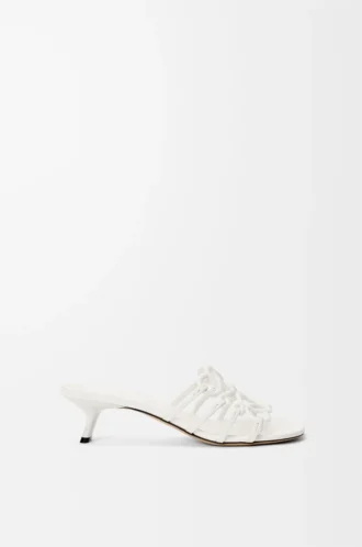 Petal Anagram slide in soft calfskin Anthurium White
