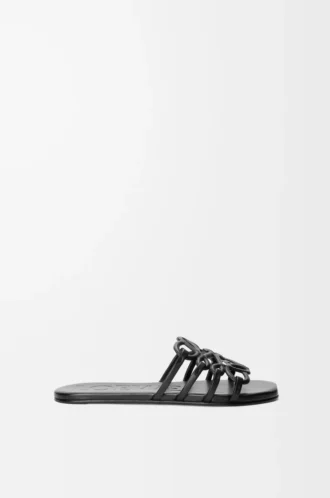 Petal Anagram slide in soft calfskin Black