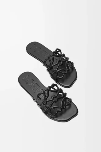 Petal Anagram slide in soft calfskin Black