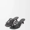 Petal Anagram slide in soft calfskin Black