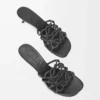 Petal Anagram slide in soft calfskin Black