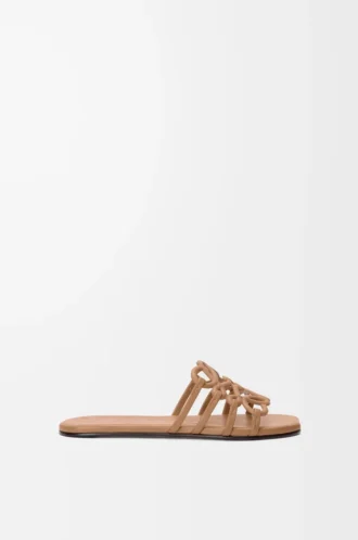 Petal Anagram slide in soft calfskin Camel