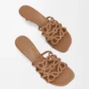 Petal Anagram slide in soft calfskin Camel