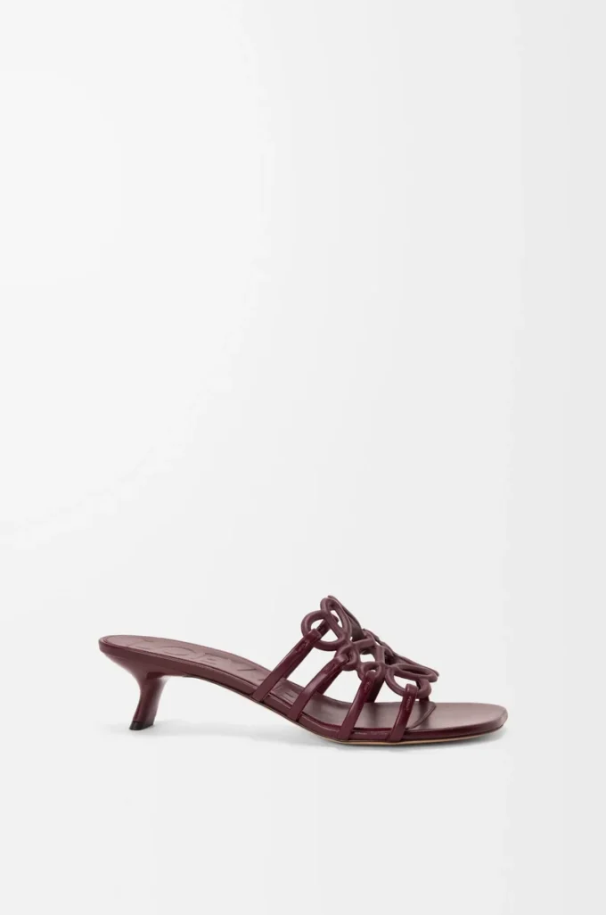 Petal Anagram slide in soft calfskin Dark Burgundy Petal Anagram slide in soft calfskin Dark Burgundy