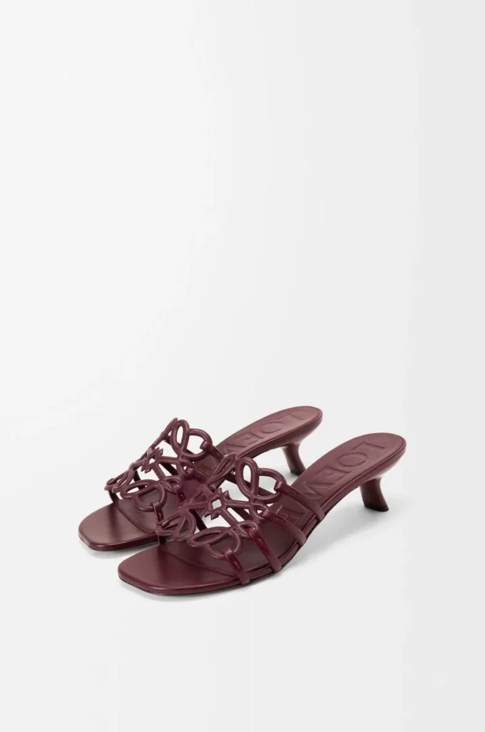 Petal Anagram slide in soft calfskin Dark Burgundy Petal Anagram slide in soft calfskin Dark Burgundy