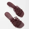 Petal Anagram slide in soft calfskin Dark Burgundy Petal Anagram slide in soft calfskin Dark Burgundy