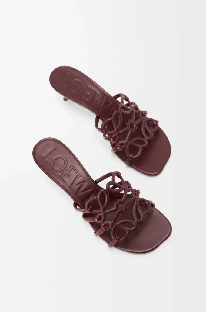 Petal Anagram slide in soft calfskin Dark Burgundy Petal Anagram slide in soft calfskin Dark Burgundy