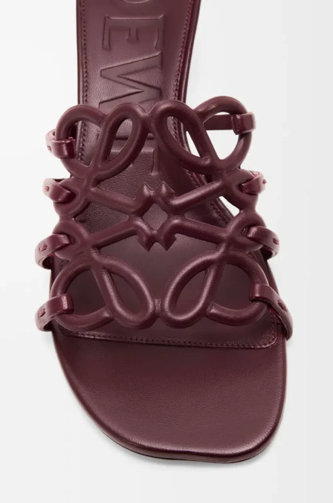 Petal Anagram slide in soft calfskin Dark Burgundy Petal Anagram slide in soft calfskin Dark Burgundy