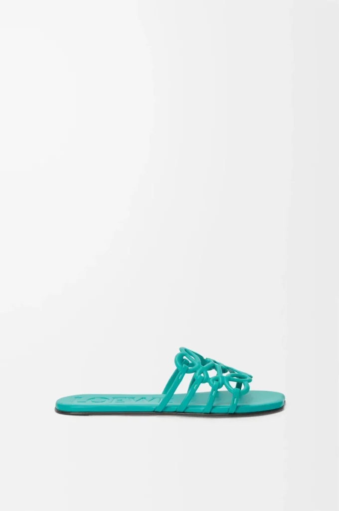 Petal Anagram slide in soft calfskin Turquoise Petal Anagram slide in soft calfskin Turquoise