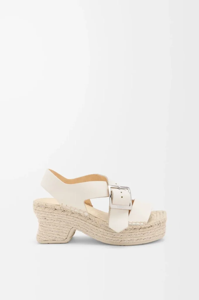 Petal espadrille platform sandal in soft calfskin White Petal espadrille platform sandal in soft calfskin White