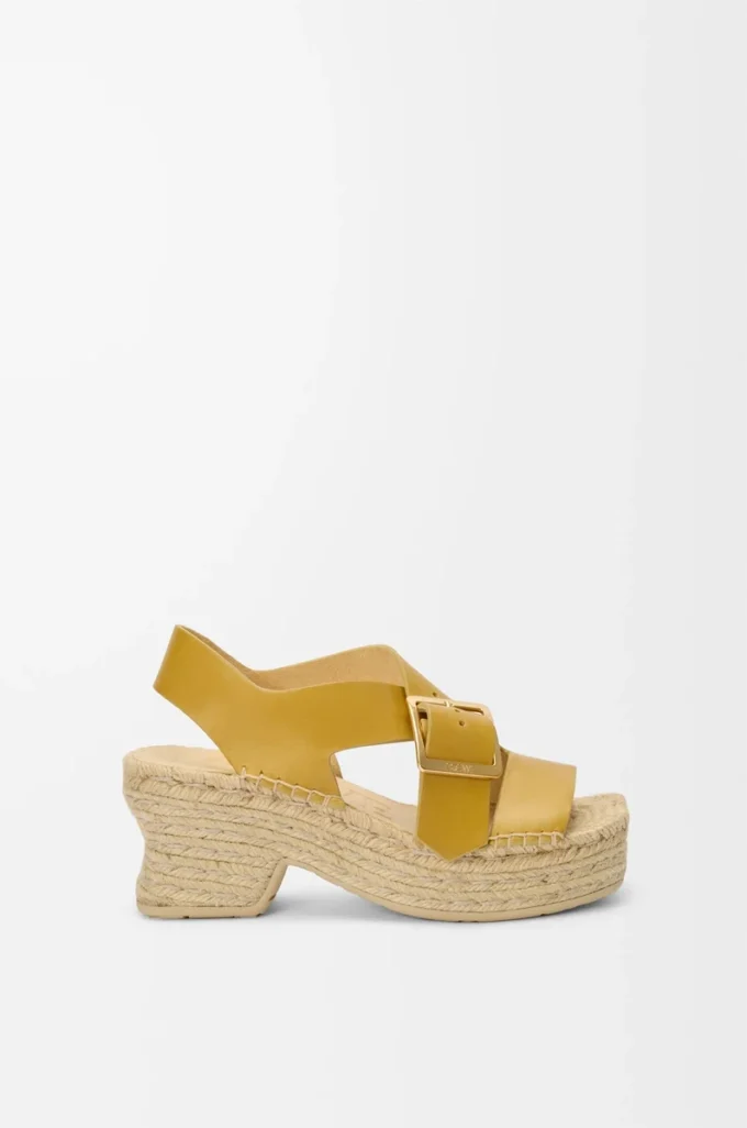 Petal espadrille platform sandal in vegetable-tanned calfskin Ochre Petal espadrille platform sandal in vegetable-tanned calfskin Ochre