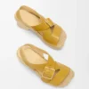 Petal espadrille platform sandal in vegetable-tanned calfskin Ochre Petal espadrille platform sandal in vegetable-tanned calfskin Ochre